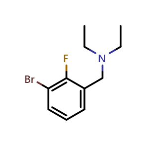 Chemical structure of 1-Bromo-2-fluoro-3-(diethylaminomethyl)benzene , CAS 1355246-99-9, AChemBlock N24343