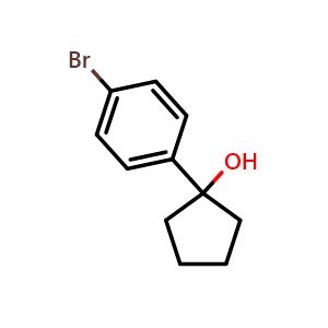 Chemical structure of 1-(4-Bromophenyl)cyclopentanol , CAS 865204-03-1, AChemBlock N24349