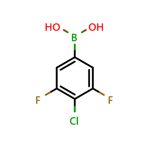 Chemical structure of 3,5-Difluoro-4-chlorophenylboronic acid , CAS 864759-63-7, AChemBlock N24350