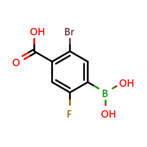 Chemical structure of 5-Bromo-4-carboxy-2-fluorophenylboronic acid , CAS 957034-89-8, AChemBlock N24365