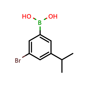 Chemical structure of 3-Bromo-5-isopropylphenylboronic acid , CAS 1451390-87-6, AChemBlock N24367