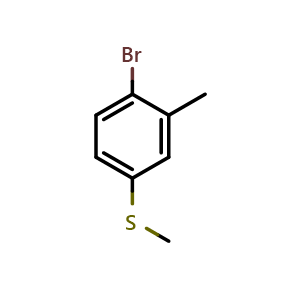 Chemical structure of 1-Bromo-2-methyl-4-(methylthio)benzene , CAS 90532-02-8, AChemBlock N24368