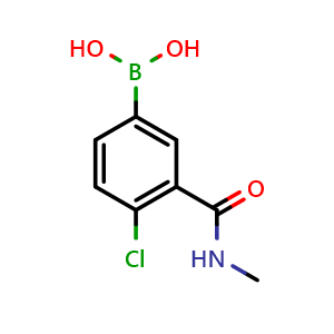 Chemical structure of 4-Chloro-3-(N-methylcarbamoyl)phenylboronic acid , CAS 871332-65-9, AChemBlock N24369