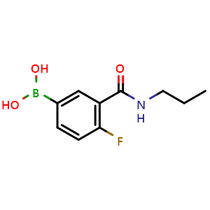 Chemical structure of 4-Fluoro-3-(N-propylcarbamoyl)phenylboronic acid , CAS 874219-32-6, AChemBlock N24373