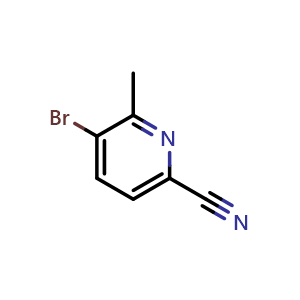 Chemical structure of 5-Bromo-6-methylpyridine-2-carbonitrile , CAS 1173897-86-3, AChemBlock N24375