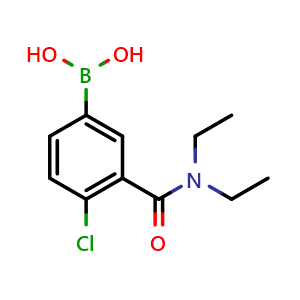 Chemical structure of 4-Chloro-3-(N,N-diethylcarbamoyl)phenylboronic acid , CAS 871332-68-2, AChemBlock N24378