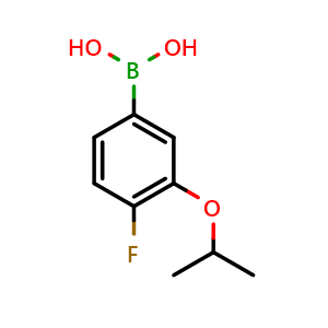 Chemical structure of 4-Fluoro-3-isopropoxyphenylboronic acid , CAS 1451390-94-5, AChemBlock N24468
