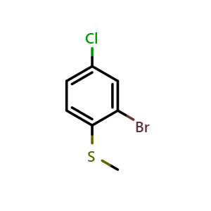 Chemical structure of 2-Bromo-4-chloro-1-methylthiobenzene , CAS 452082-73-4, AChemBlock N24474