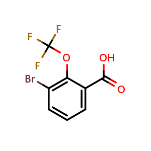 Chemical structure of 3-Bromo-2-(trifluoromethoxy)benzoic acid , CAS 403646-45-7, AChemBlock N24481