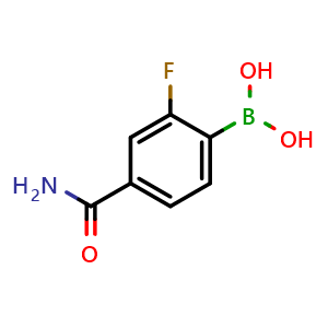 Chemical structure of 4-Carbamoyl-2-fluorophenylboronic acid , CAS 874289-22-2, AChemBlock N24486