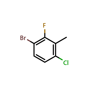 Chemical structure of 3-Bromo-6-chloro-2-fluorotoluene , CAS 943830-58-8, AChemBlock N24493