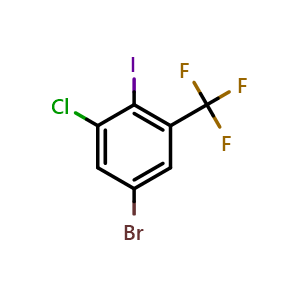 Chemical structure of 5-Bromo-3-chloro-2-iodobenzotrifluoride , CAS 1027512-67-9, AChemBlock N24497