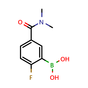 Chemical structure of 5-(Dimethylcarbamoyl)-2-fluorobenzeneboronic acid , CAS 874289-46-0, AChemBlock N24501