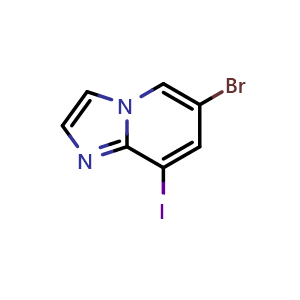 Chemical structure of 6-Bromo-8-iodoimidazo[1,2-a]pyridine , CAS 1364917-14-5, AChemBlock N24506