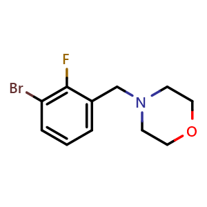 Chemical structure of 1-Bromo-2-fluoro-3-(morpholinomethyl)benzene , CAS 1355247-75-4, AChemBlock N24507