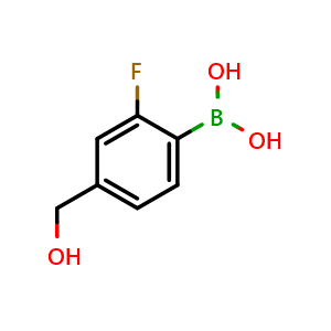 Chemical structure of 2-Fluoro-4-hydroxymethylphenylboronic acid , CAS 1331945-14-2, AChemBlock N24509