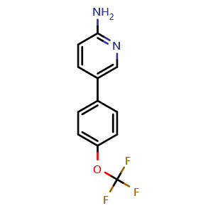 Chemical structure of 2-Amino-5-(4-trifluoromethoxyphenyl)pyridine , CAS 1110656-38-6, AChemBlock N24516