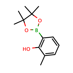 Chemical structure of 2-methyl-6-(4,4,5,5-tetramethyl-1,3,2-dioxaborolan-2-yl)phenol , CAS 2095797-27-4, AChemBlock N24520