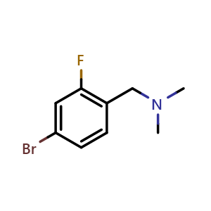 Chemical structure of (4-Bromo-2-fluoro-benzyl)-dimethyl-amine , CAS 1159976-88-1, AChemBlock N24546