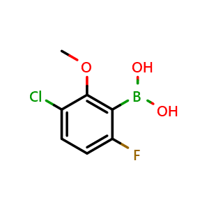 Chemical structure of 3-Chloro-6-fluoro-2-methoxyphenylboronic acid , CAS 2121511-91-7, AChemBlock N24548