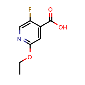 Chemical structure of 2-Ethoxy-5-fluoroisonicotinic acid , CAS 1809157-96-7, AChemBlock N24550