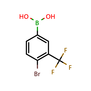 Chemical structure of 4-Bromo-3-(trifluoromethyl)phenylboronic acid , CAS 1310383-25-5, AChemBlock N24558