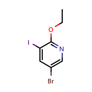 Chemical structure of 5-Bromo-2-ethoxy-3-iodo-pyridine , CAS 848243-20-9, AChemBlock N24637