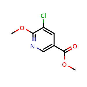 Chemical structure of Methyl 3-chloro-2-methoxypyridine-5-carboxylate , CAS 220656-93-9, AChemBlock N24649