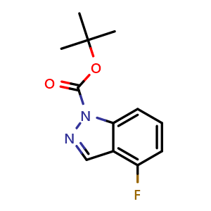 Chemical structure of 1-Boc-4-fluoro-1H-indazole , CAS 1305320-65-3, AChemBlock N24664