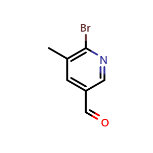 Chemical structure of 2-Bromo-5-formyl-3-methylpyridine , CAS 885167-81-7, AChemBlock N24668