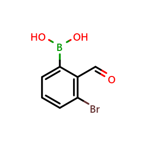 Chemical structure of 3-Bromo-2-formylphenylboronic acid , CAS 928048-12-8, AChemBlock N24682