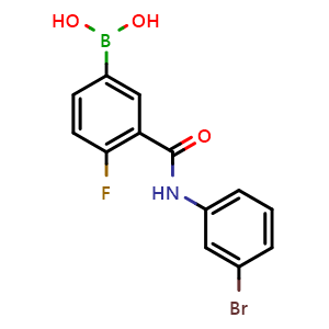 Chemical structure of 3-(3-Bromophenylcarbamoyl)-4-fluorophenylboronic acid , CAS 1451393-30-8, AChemBlock N24691