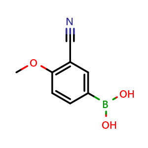 Chemical structure of 3-Cyano-4-methoxyphenylboronic acid , CAS 911210-48-5, AChemBlock N24702