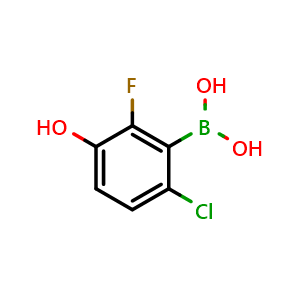 Chemical structure of 2-Chloro-6-fluoro-5-hydroxyphenylboronic acid , CAS 958646-67-8, AChemBlock N24712
