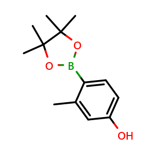 Chemical structure of 3-Methyl-4-(4,4,5,5-tetramethyl-[1,3,2]dioxaborolan-2-yl)phenol , CAS 946427-03-8, AChemBlock N24725