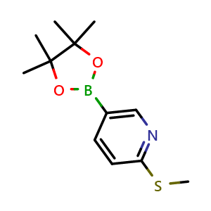 Chemical structure of 2-(methylthio)-5-(4,4,5,5-tetramethyl-1,3,2-dioxaborolan-2-yl)pyridine , CAS 849934-89-0, AChemBlock N24741