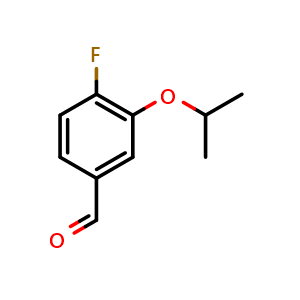 Chemical structure of 4-Fluoro-3-(1-methylethoxy)-benzaldehyde , CAS 1236365-81-3, AChemBlock N24763