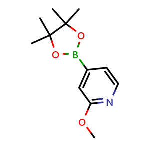 Chemical structure of 2-methoxy-4-(4,4,5,5-tetramethyl-1,3,2-dioxaborolan-2-yl)pyridine , CAS 408502-23-8, AChemBlock N24770