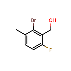 Chemical structure of (2-Bromo-6-fluoro-3-methylphenyl)methanol , CAS 1375069-06-9, AChemBlock N24779