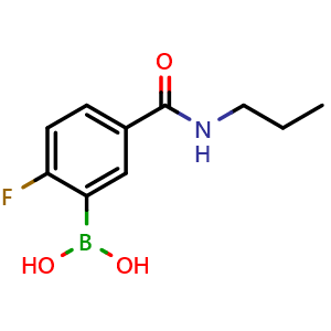 Chemical structure of 2-Fluoro-5-(propylcarbamoyl)phenylboronic acid , CAS 874289-48-2, AChemBlock N24785