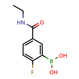 Chemical structure of 5-(Ethylcarbamoyl)-2-fluorophenylboronic acid , CAS 874289-45-9, AChemBlock N24788