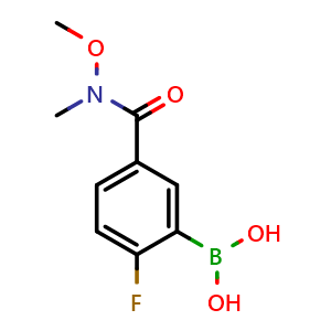 Chemical structure of 2-Fluoro-5-(methoxy(methyl)carbamoyl)phenylboronic acid , CAS 874289-59-5, AChemBlock N24791
