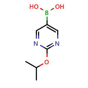Chemical structure of 2-Isopropoxy-5-pyrimidineboronic acid , CAS 870521-32-7, AChemBlock N24797