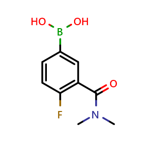 Chemical structure of 4-Fluoro-3-(dimethylcarbamoyl)phenylboronic acid , CAS 874219-27-9, AChemBlock N24803