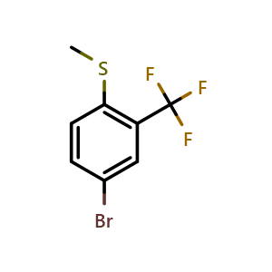 Chemical structure of 4-Bromo-1-(methylthio)-2-(trifluoromethyl)-benzene , CAS 300356-31-4, AChemBlock N24820