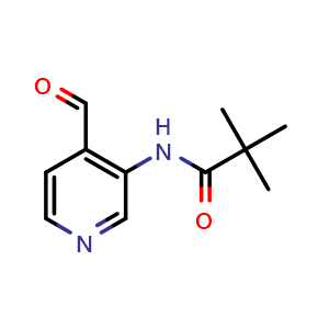 Chemical structure of N-(4-Formylpyridin-3-yl)-2,2-dimethyl-propionamide , CAS 127446-35-9, AChemBlock N24836