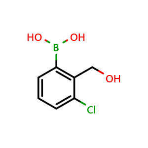 Chemical structure of 3-Chloro-2-hydroxymethylphenylboronic acid , CAS 1451393-57-9, AChemBlock N24881