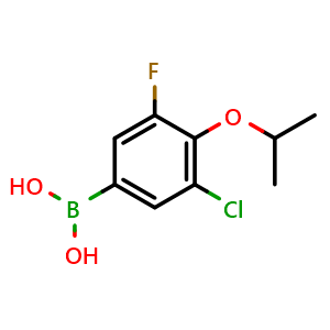 Chemical structure of 5-Chloro-3-fluoro-4-isopropoxyphenylboronic acid , CAS 2096335-18-9, AChemBlock N24903