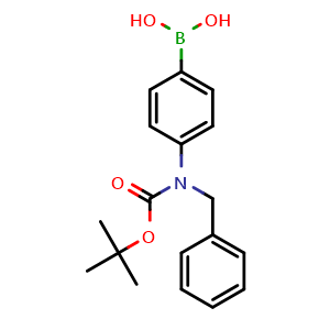 Chemical structure of 4-[(1,1-dimethylethoxy)carbonyl](phenylmethyl)aminophenylboronic acid , CAS 693792-99-3, AChemBlock N24907