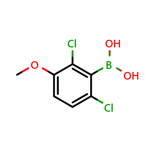 Chemical structure of 2,6-Dichloro-3-methoxyphenylboronic acid , CAS 851756-57-5, AChemBlock N24917